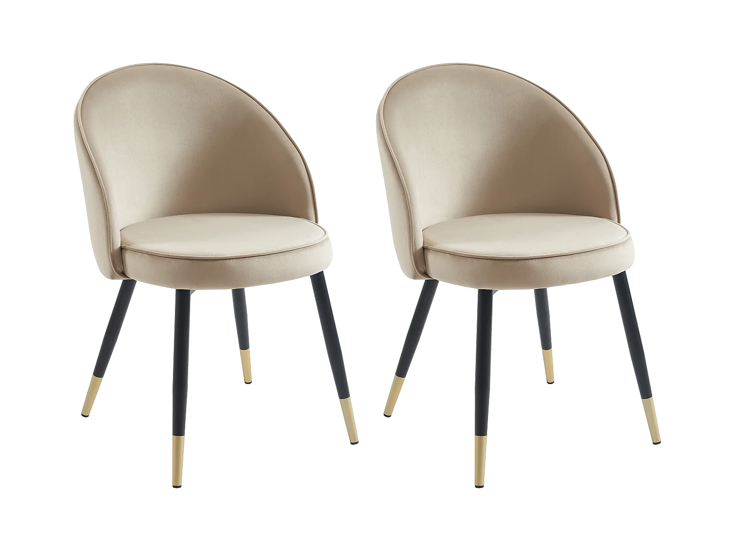 Lot de 2 chaises en velours et métal - Beige - MAYLINA
