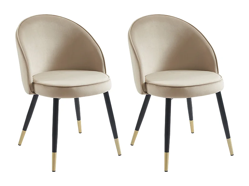 Stuhl 2er-Set - Samt & Metall - Beige - MAYLINA
