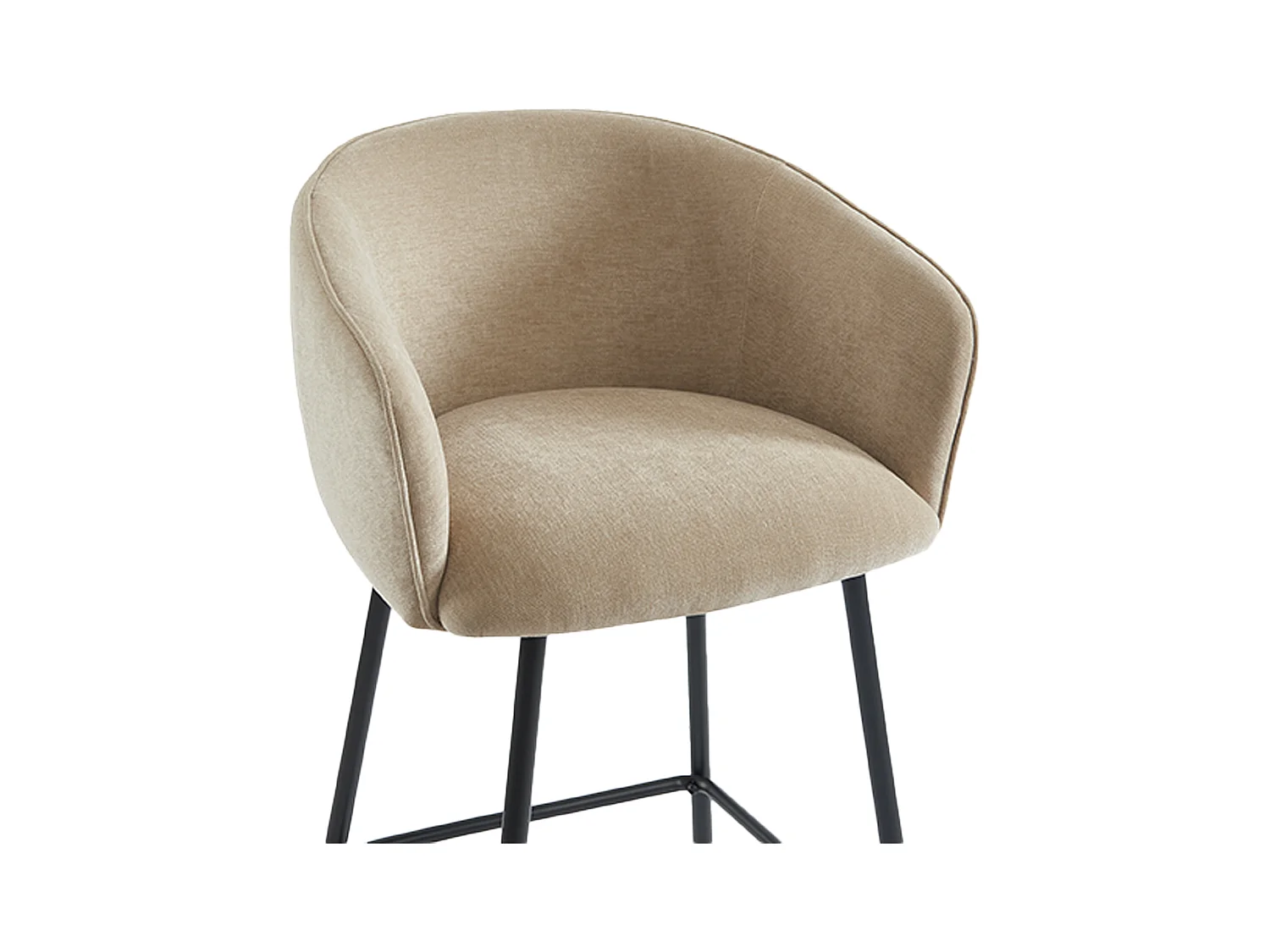 Barhocker 2er-Set - Stoff & schwarzes Metall - Beige - LAZONI von Pascal MORABITO