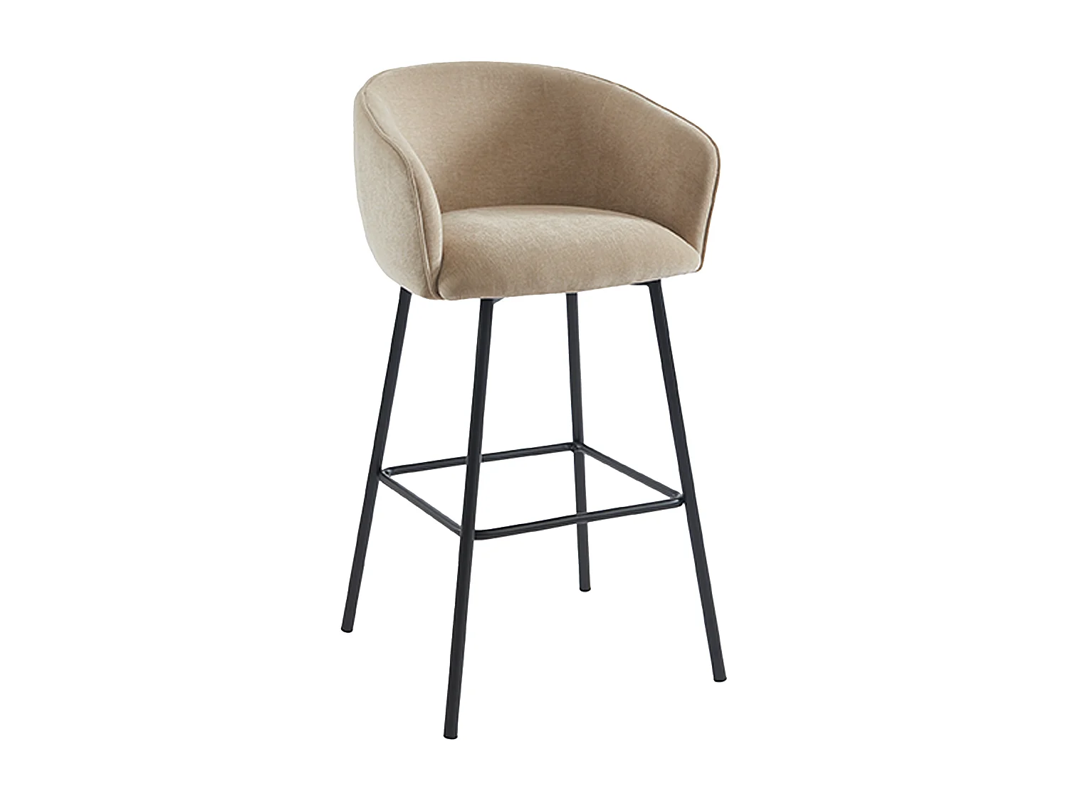 Lot de 2 tabourets en tissu et métal noir - Beige - LAZONI de Pascal Morabito