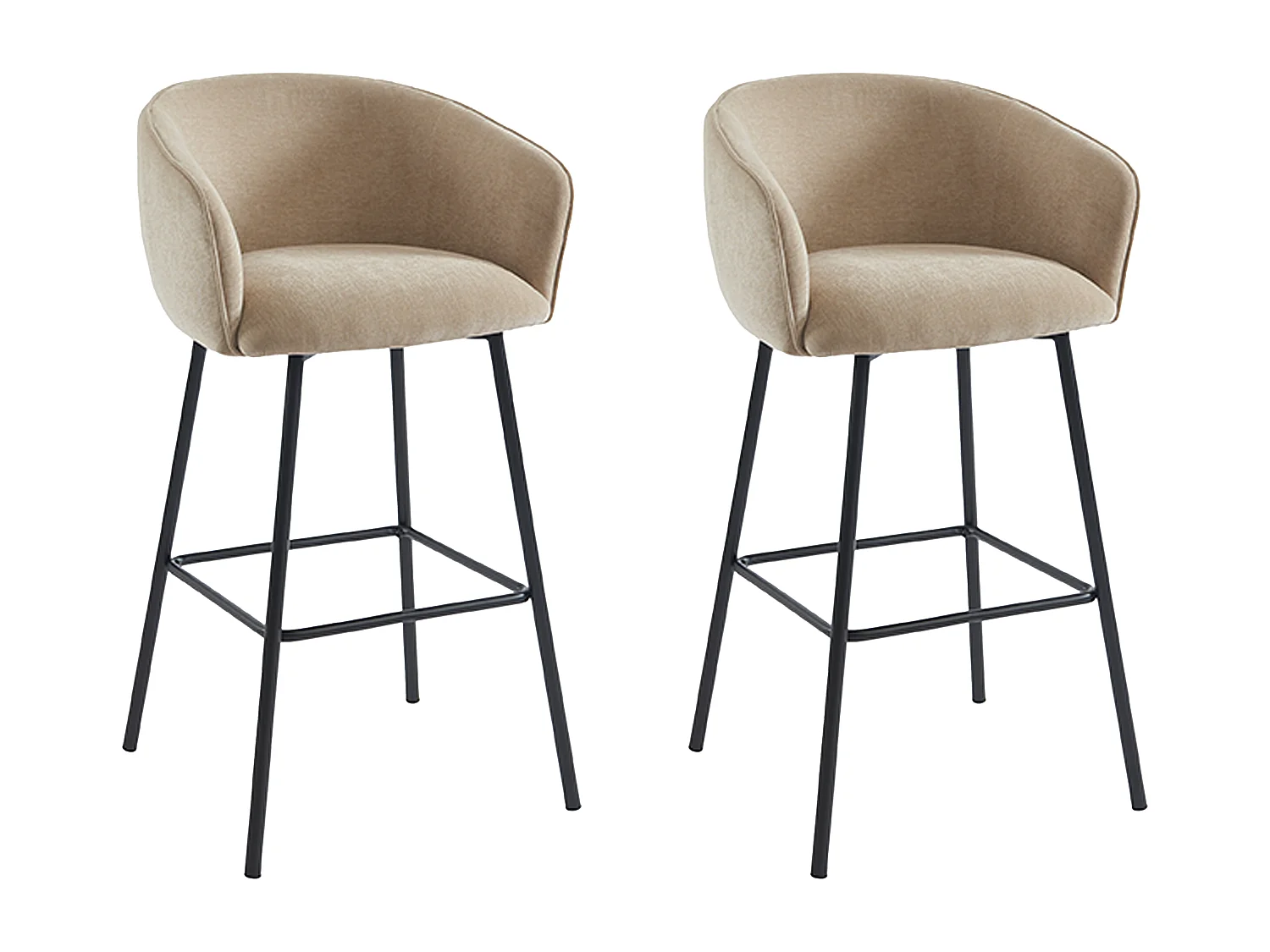 Lot de 2 tabourets en tissu et métal noir - Beige - LAZONI de Pascal Morabito