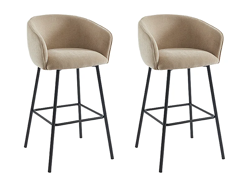 Lot de 2 tabourets en tissu et métal noir - Beige - LAZONI de Pascal Morabito