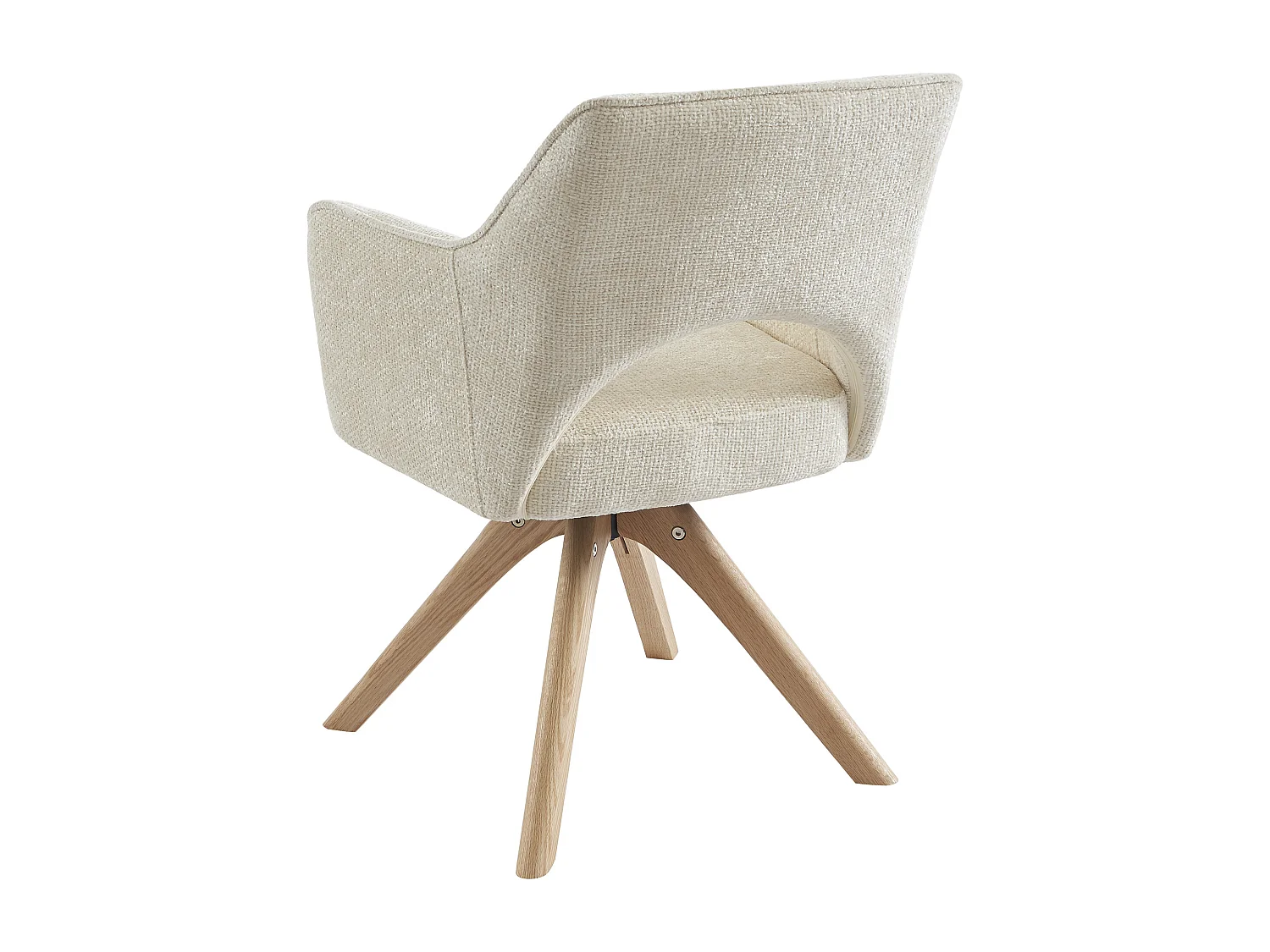 Chaise pivotante avec accoudoirs en tissu et chêne - Crème - KONYA