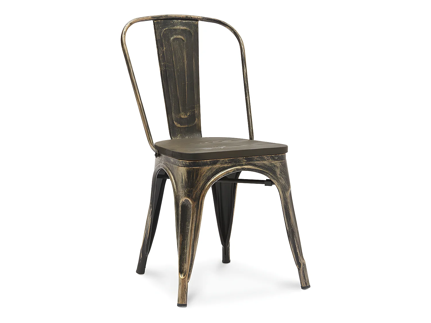 Chaise de salle à manger - Design industriel - Acier et bois - Nouvelle édition - Stylix Bronze métallisé