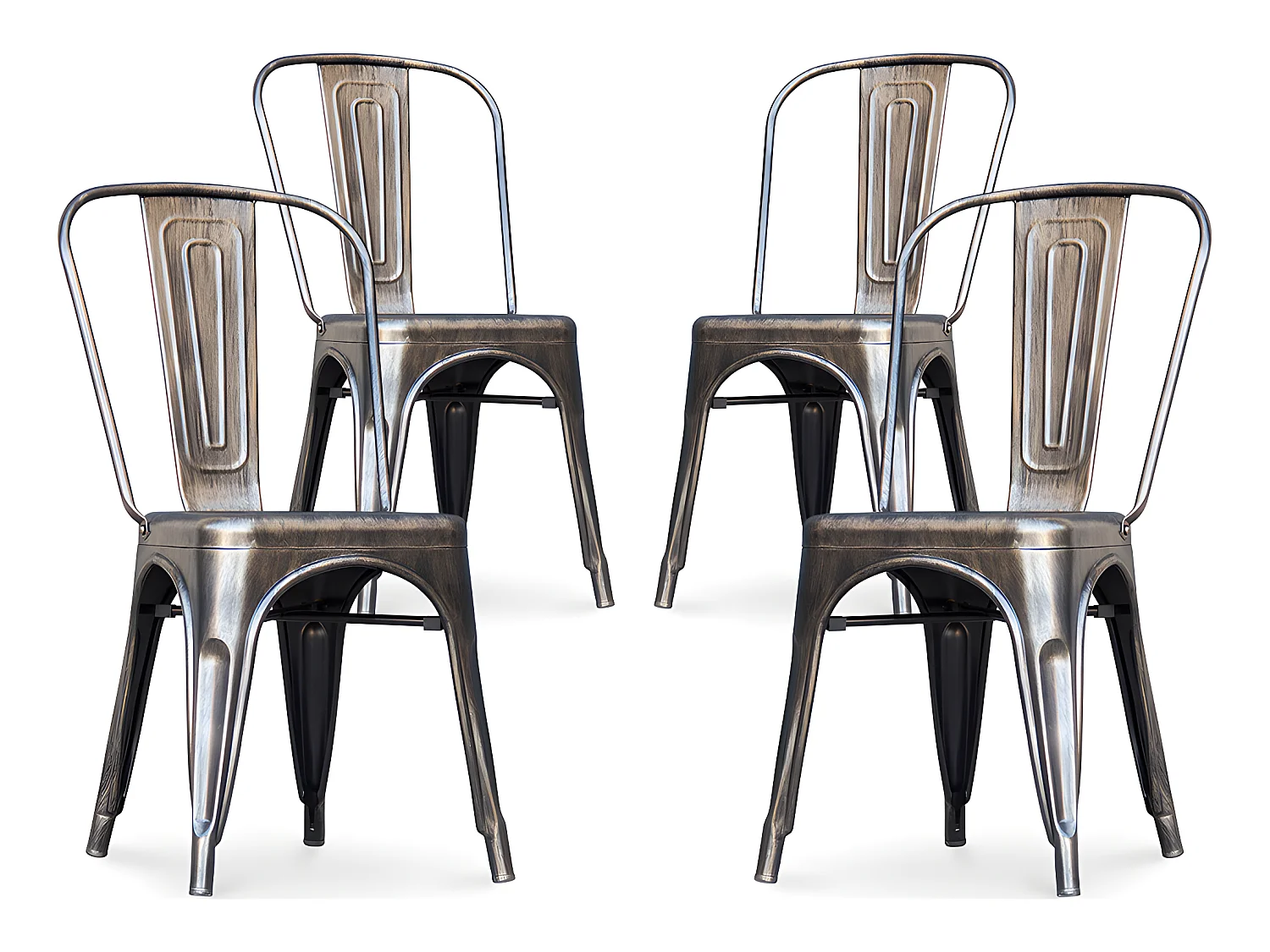 Lot de 4 chaises de salle à manger - Design industriel - Nouvelle édition - Stylix Bronze métallisé