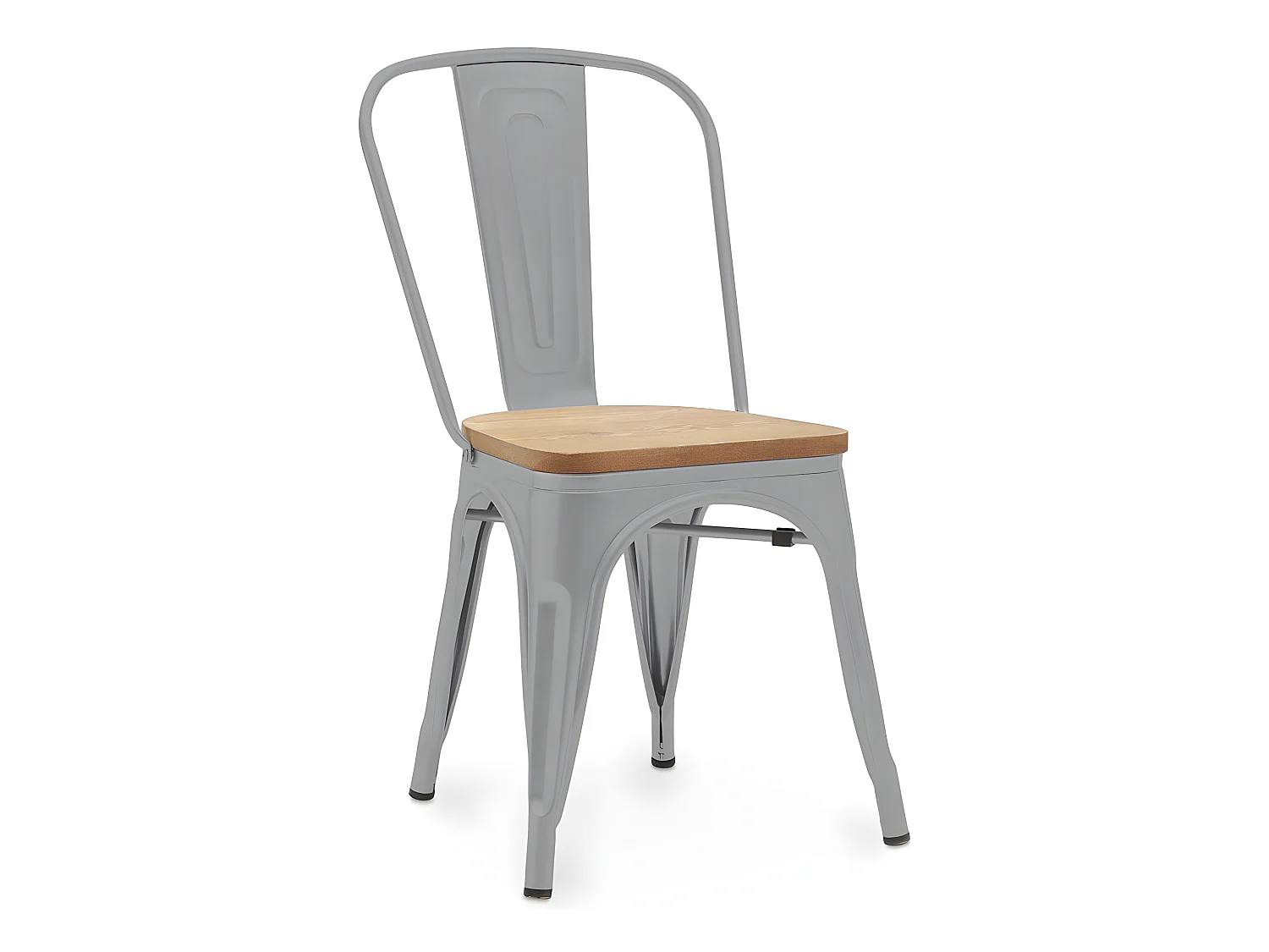 Chaise de salle à manger - Design industriel - Acier et bois - Nouvelle édition - Stylix Gris clair