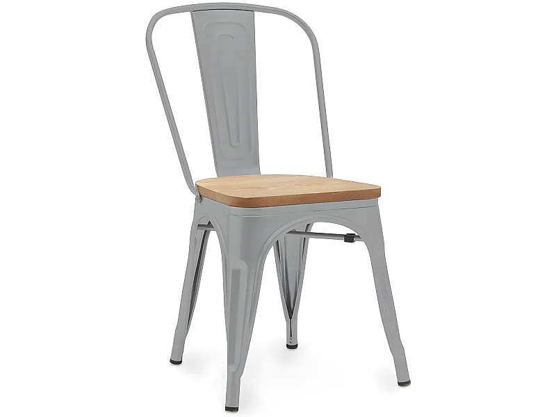 Chaise de salle à manger - Design industriel - Acier et bois - Nouvelle édition - Stylix Gris clair