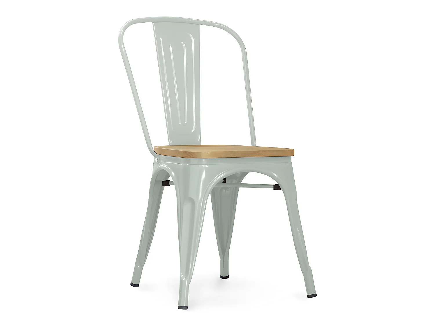 Chaise de salle à manger - Design industriel - Acier et bois - Nouvelle édition - Stylix Vert pâle