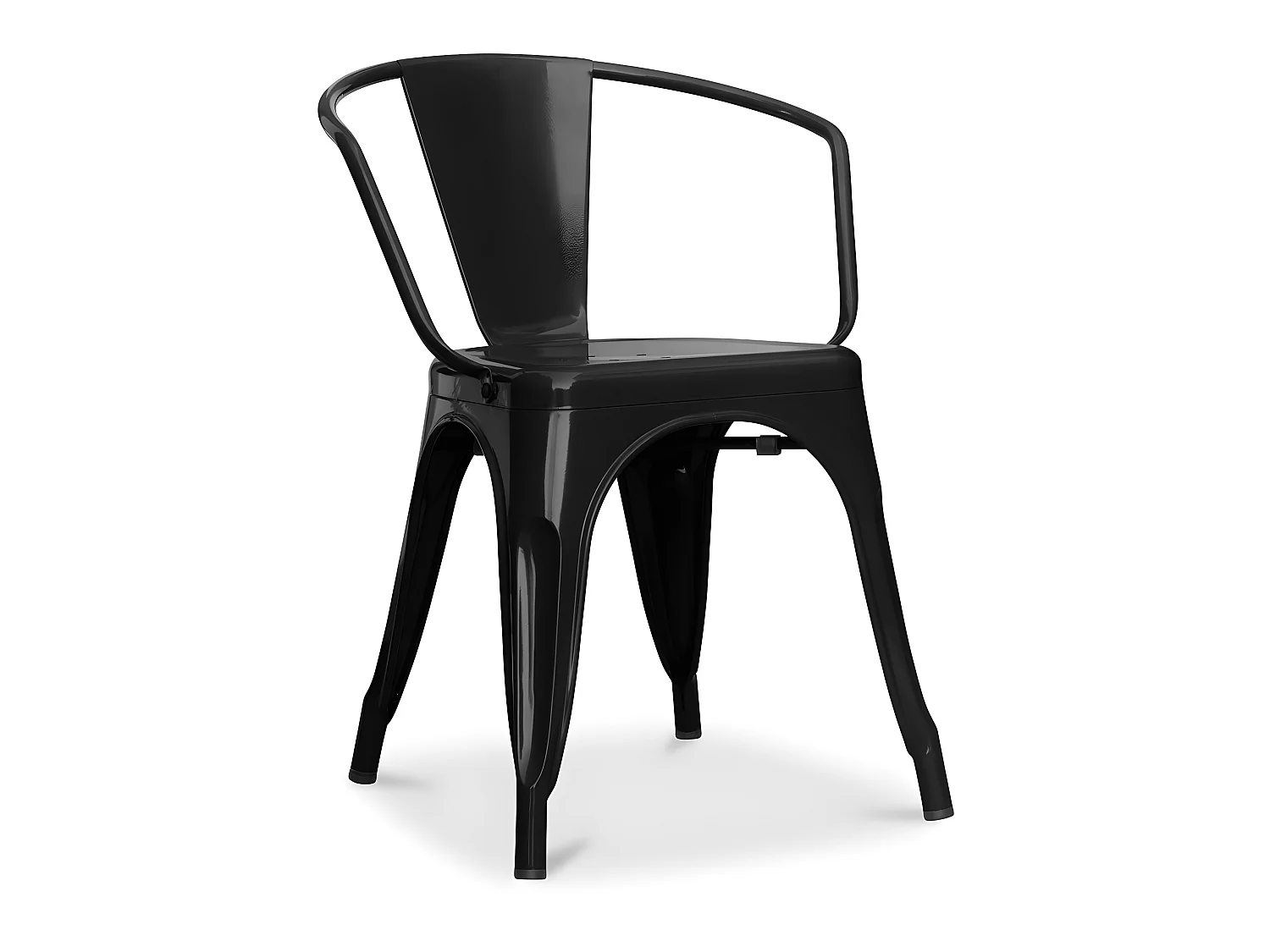 Chaise de salle à manger avec accoudoirs - Design industriel - Acier - Nouvelle édition - Stylix Noir