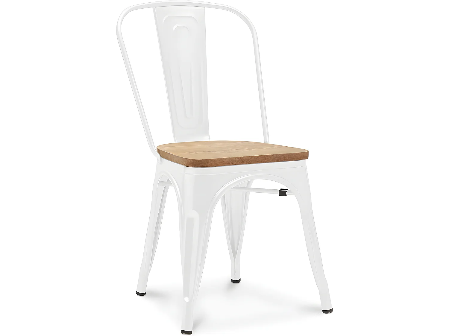Chaise de salle à manger - Design industriel - Acier et bois - Nouvelle édition - Stylix Blanc