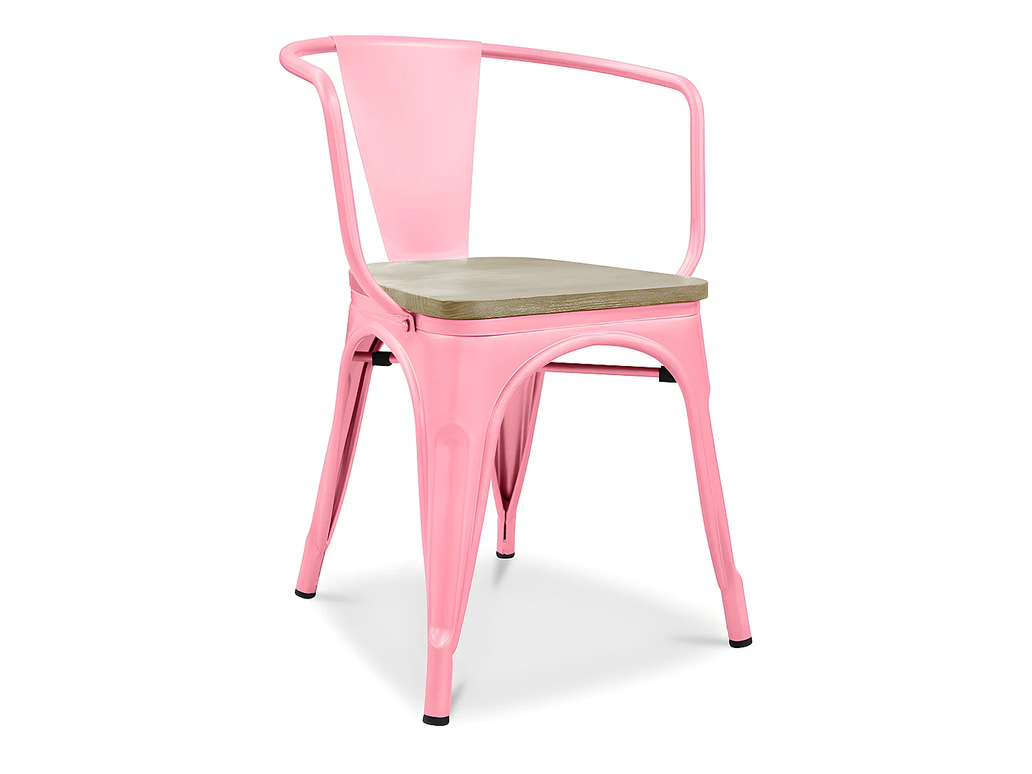 Chaise de salle à manger avec accoudoirs - Bois et acier - Stylix Rose
