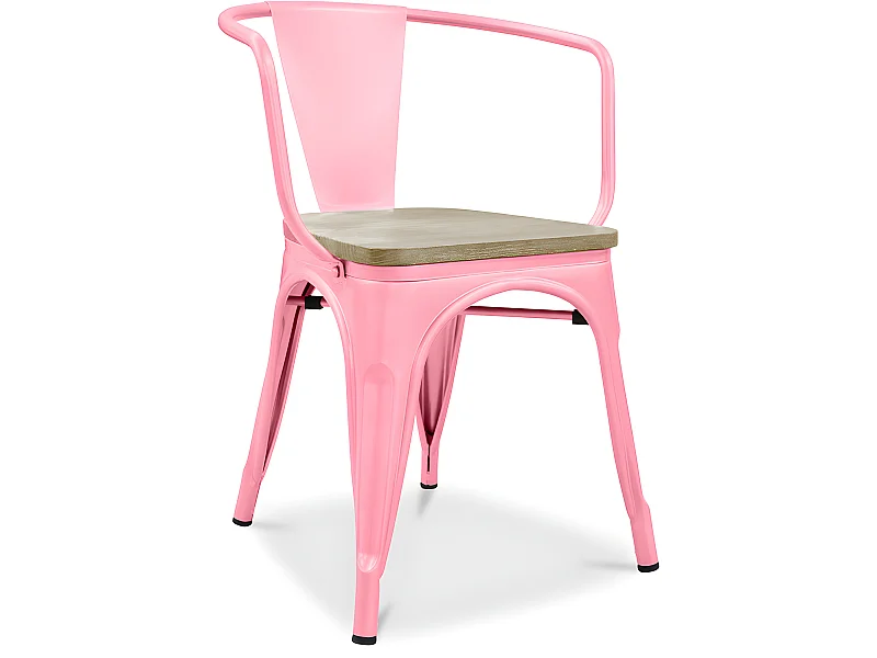 Chaise de salle à manger avec accoudoirs - Bois et acier - Stylix Rose