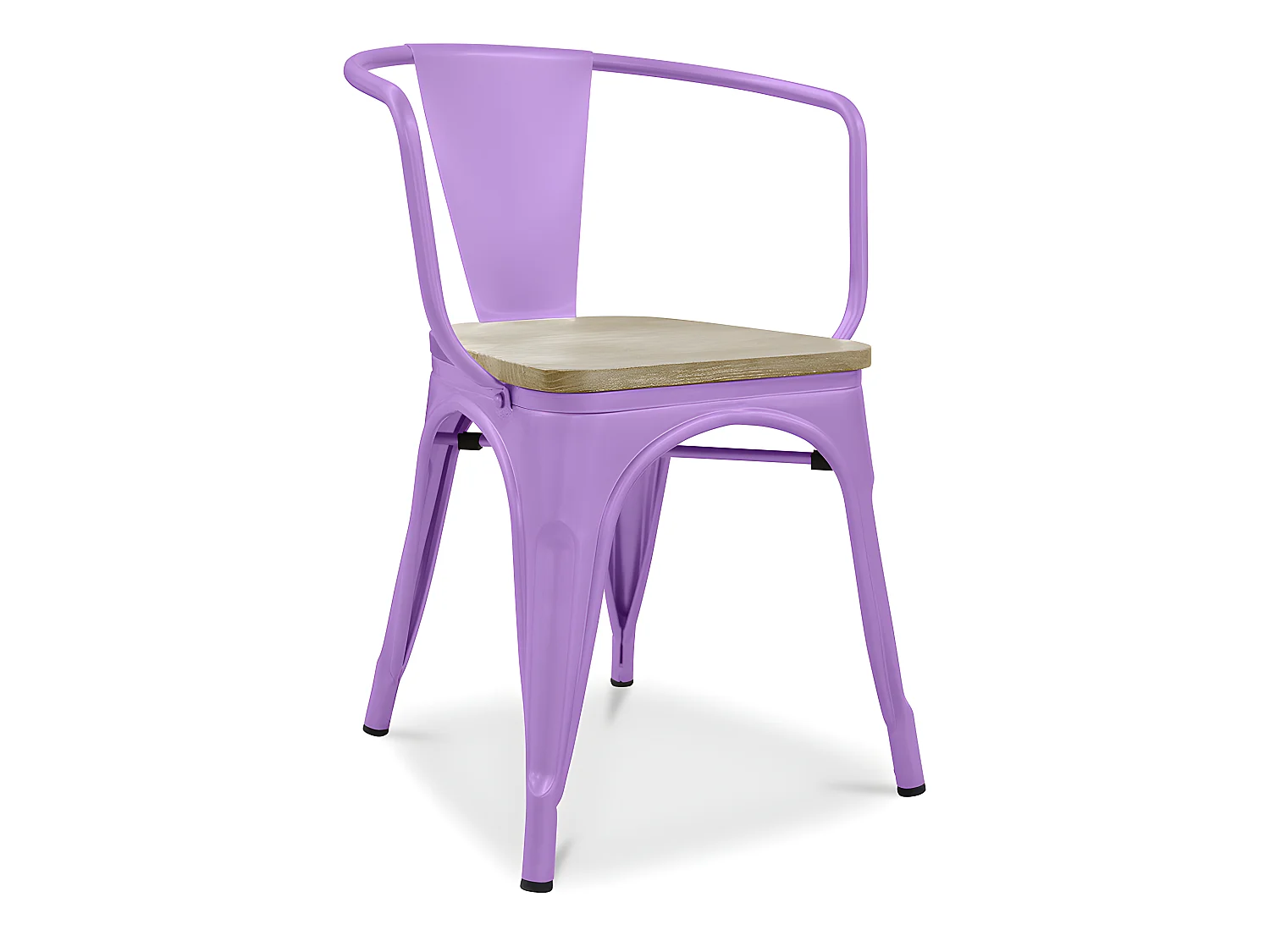 Chaise de salle à manger avec accoudoirs - Bois et acier - Stylix Violet Clair