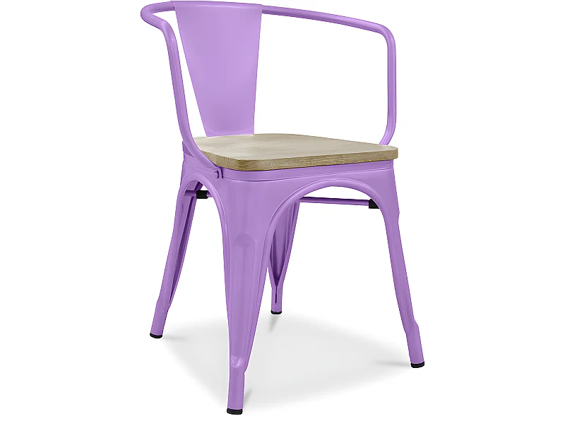 Chaise de salle à manger avec accoudoirs - Bois et acier - Stylix Violet Clair