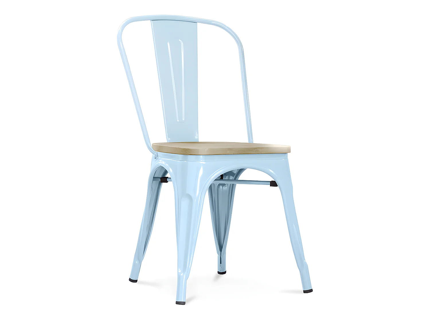 Chaise de salle à manger - Design industriel - Acier et bois - Nouvelle édition - Stylix Bleu clair