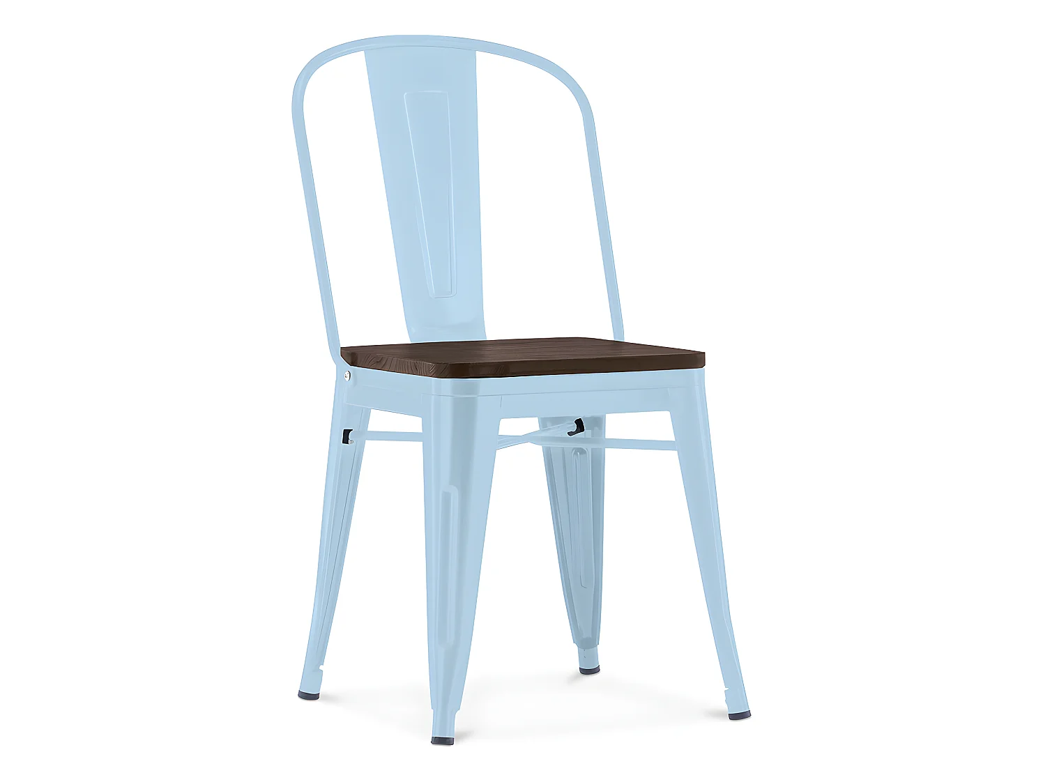 Chaise de salle à manger - Design Industriel - Bois et Acier - Stylix Bleu clair