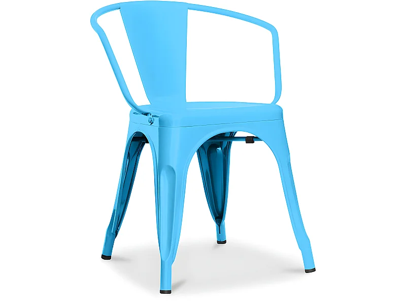 Chaise de salle à manger avec accoudoirs - Design industriel - Acier - Nouvelle édition - Stylix Turquoise