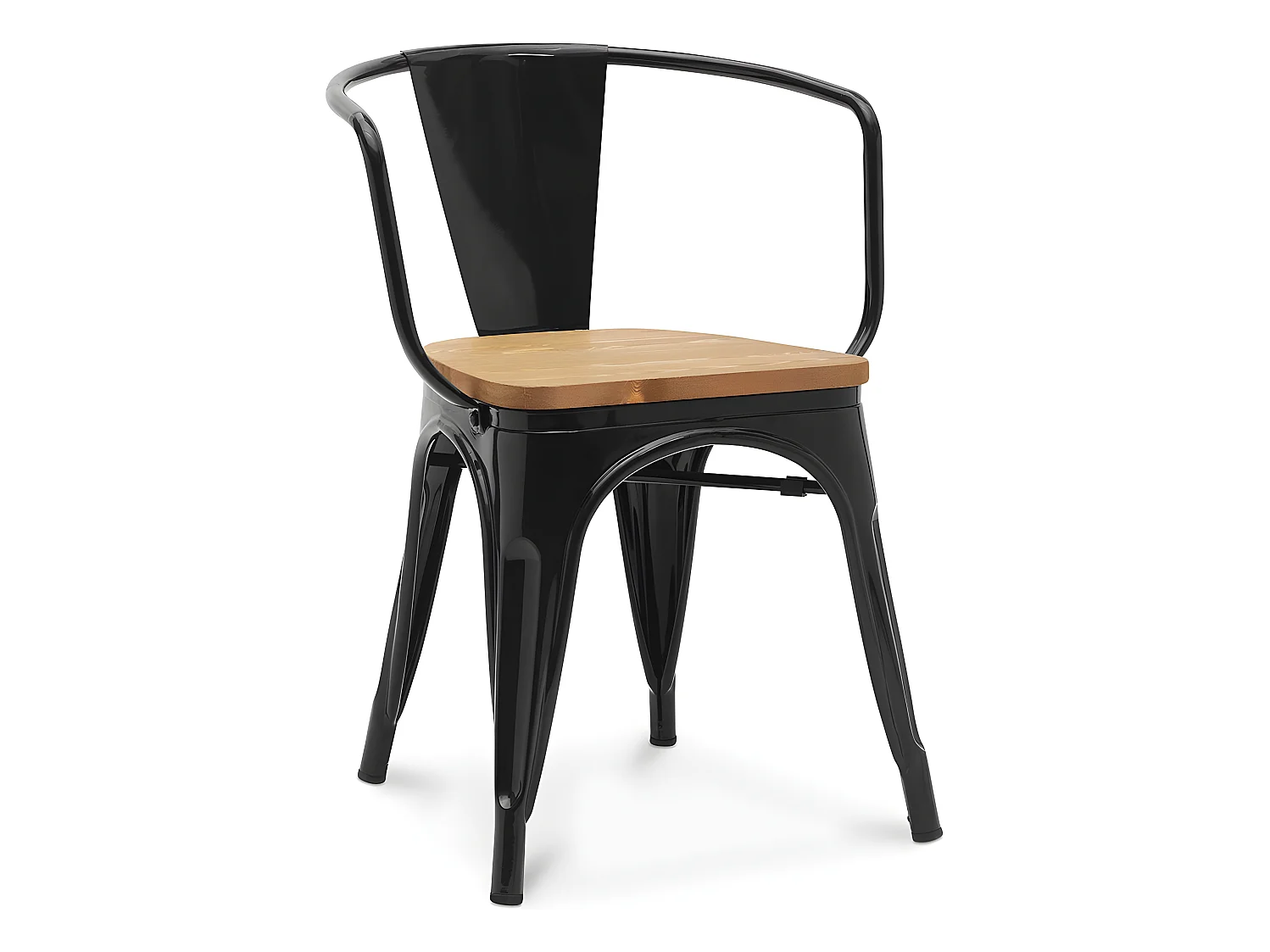 Chaise de salle à manger avec accoudoirs - Design industriel - Bois et acier - Nouvelle édition - Stylix Noir