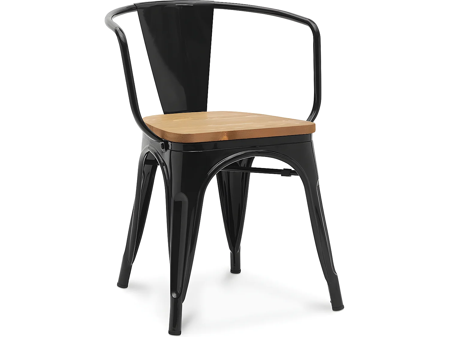 Chaise de salle à manger avec accoudoirs - Design industriel - Bois et acier - Nouvelle édition - Stylix Noir