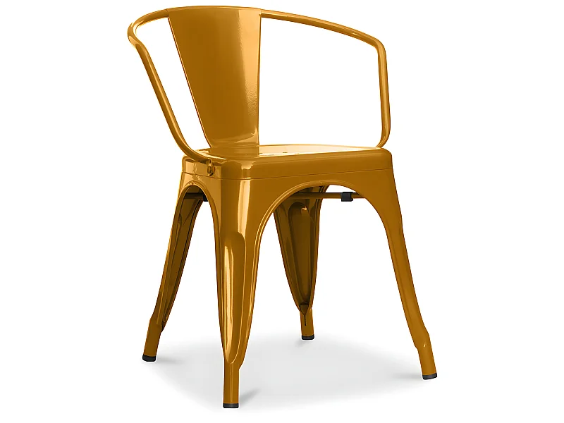 Chaise de salle à manger avec accoudoirs - Design industriel - Acier - Nouvelle édition - Stylix Doré
