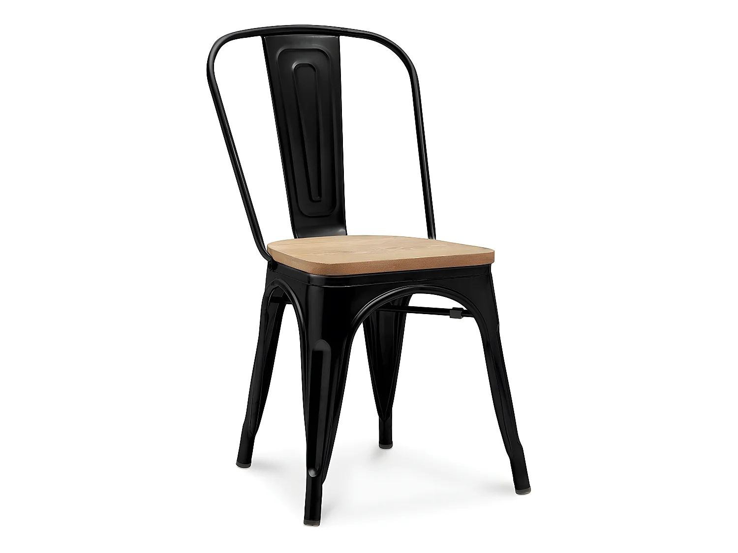 Chaise de salle à manger - Design industriel - Acier et bois - Nouvelle édition - Stylix Noir