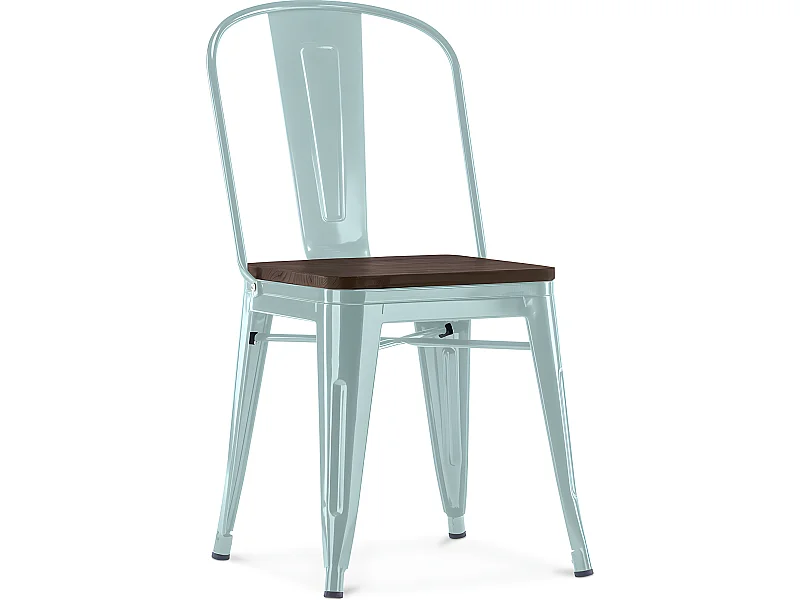 Chaise de salle à manger - Design Industriel - Bois et Acier - Stylix Vert pâle