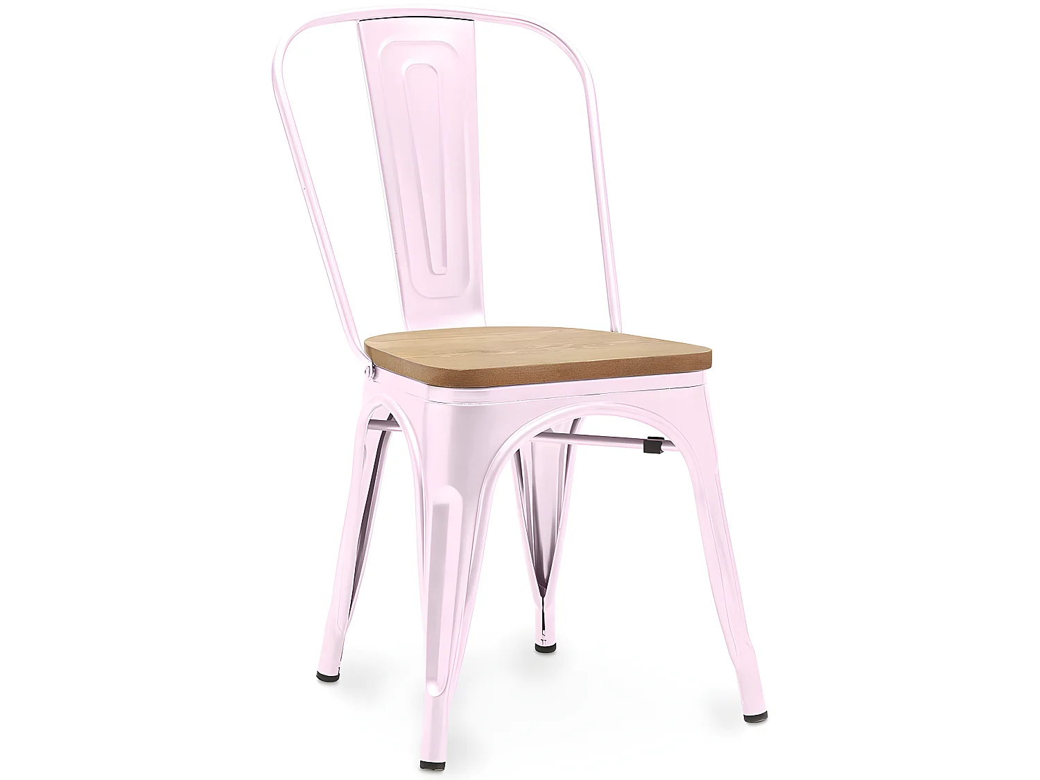 Chaise de salle à manger - Design industriel - Acier et bois - Nouvelle édition - Stylix Rose pâle