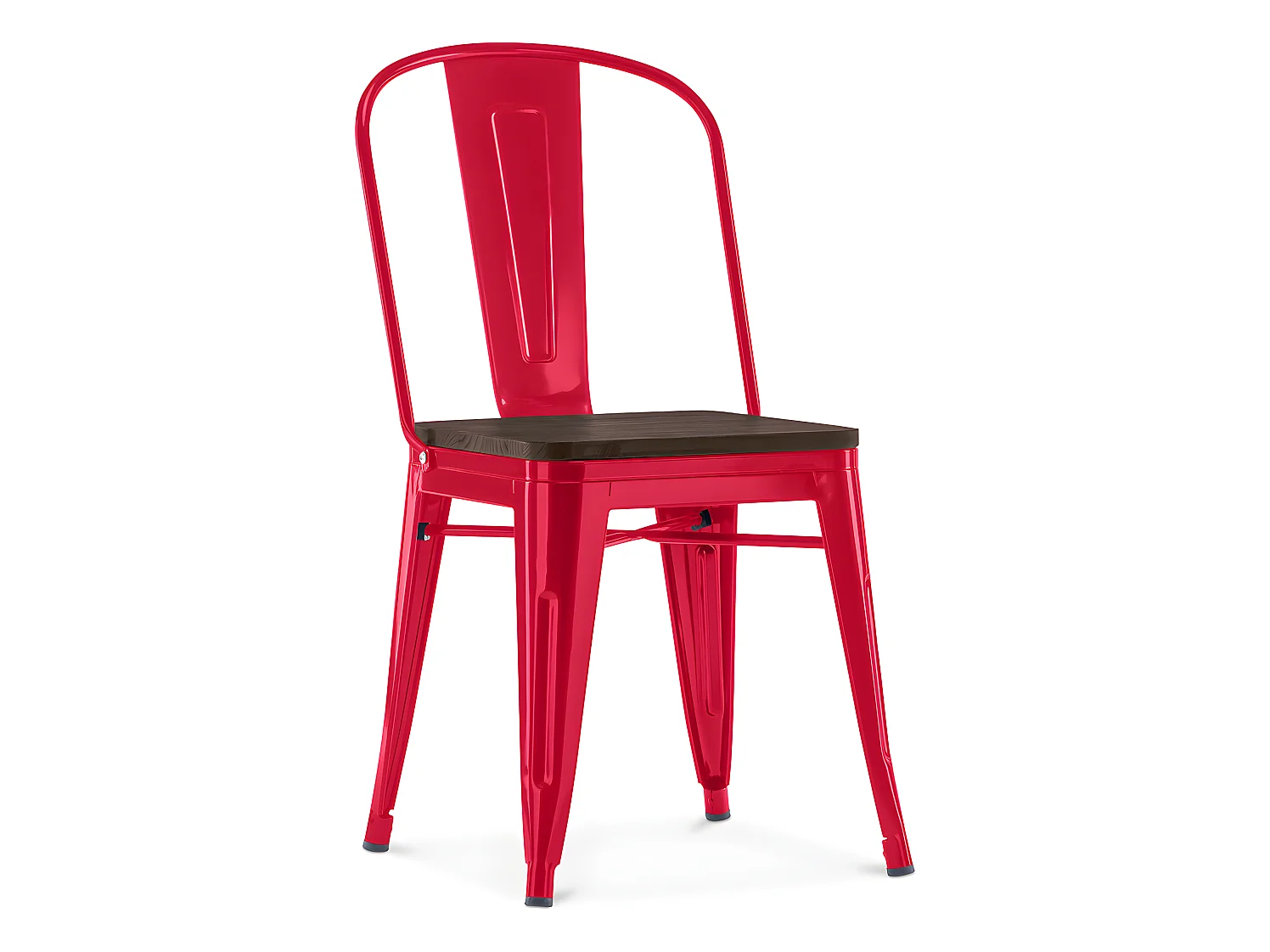 Chaise de salle à manger - Design Industriel - Bois et Acier - Stylix Rouge