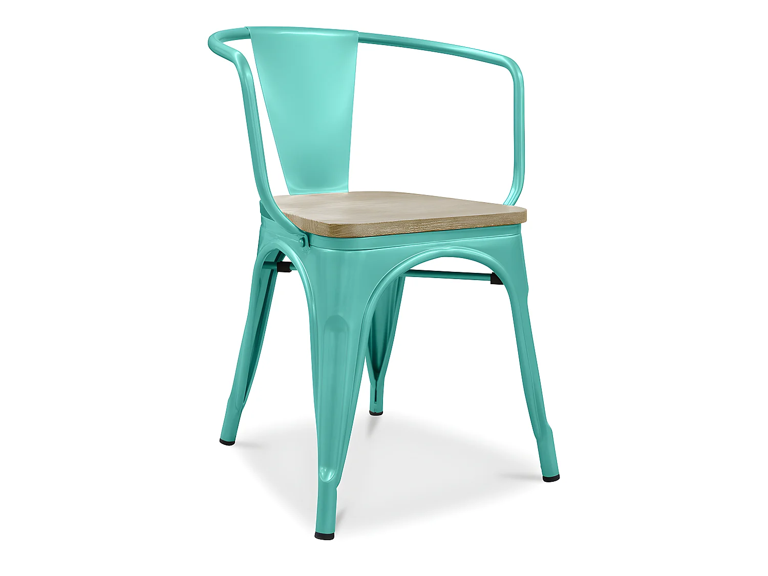 Chaise de salle à manger avec accoudoirs - Design industriel - Bois et acier - Nouvelle édition - Stylix Vert pastel