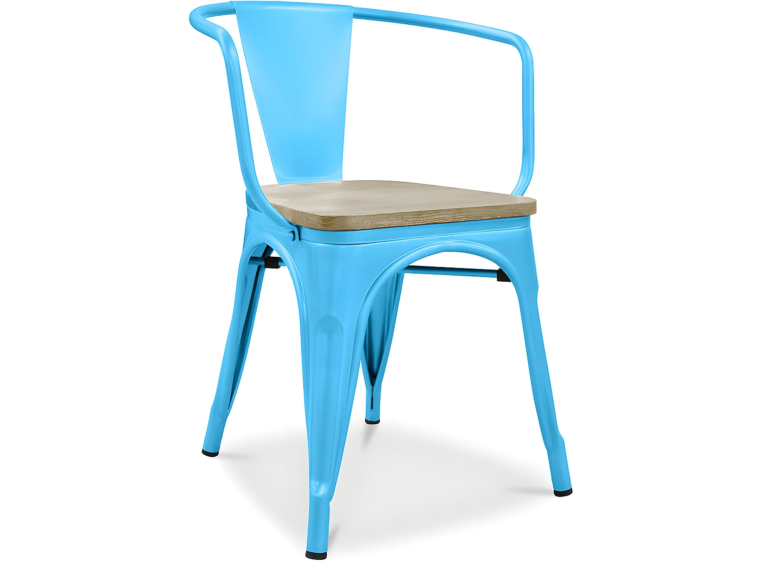 Chaise de salle à manger avec accoudoirs - Bois et acier - Stylix Turquoise