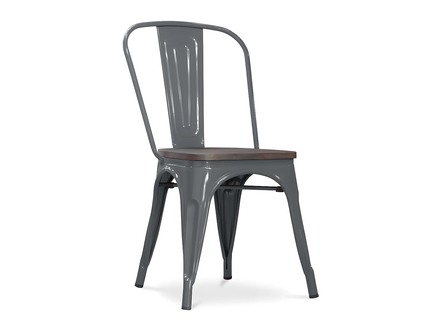Chaise de salle à manger - Design industriel - Bois et acier - Nouvelle édition - Stylix Gris foncé