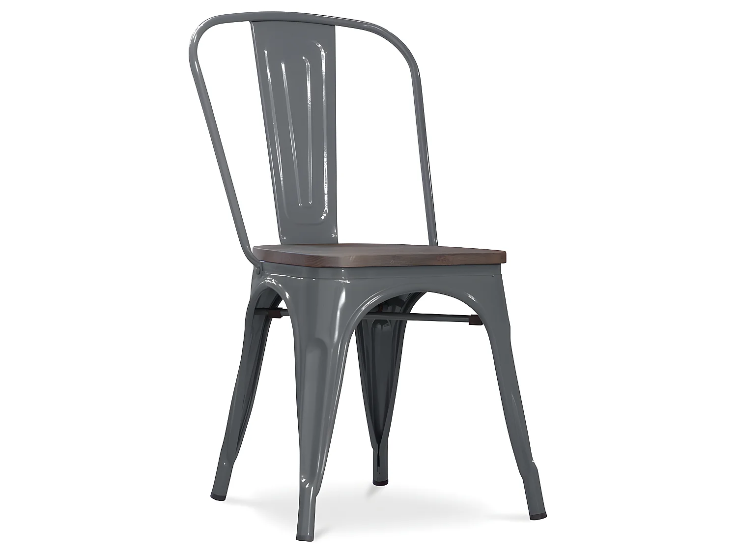 Chaise de salle à manger - Design industriel - Bois et acier - Nouvelle édition - Stylix Gris foncé