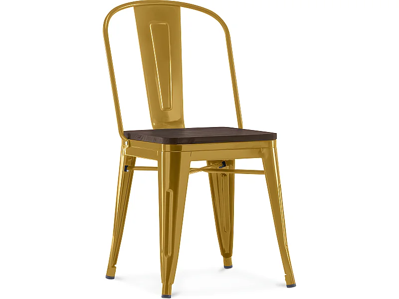 Chaise de salle à manger - Design Industriel - Bois et Acier - Stylix Doré