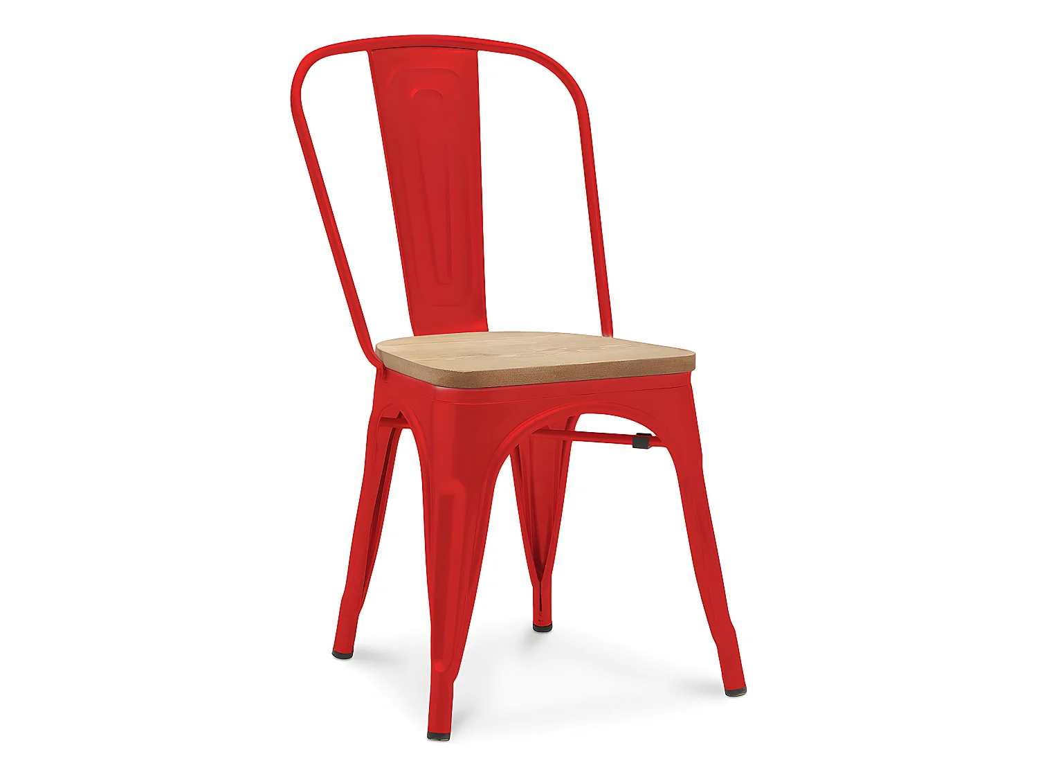 Chaise de salle à manger - Design industriel - Acier et bois - Nouvelle édition - Stylix Rouge