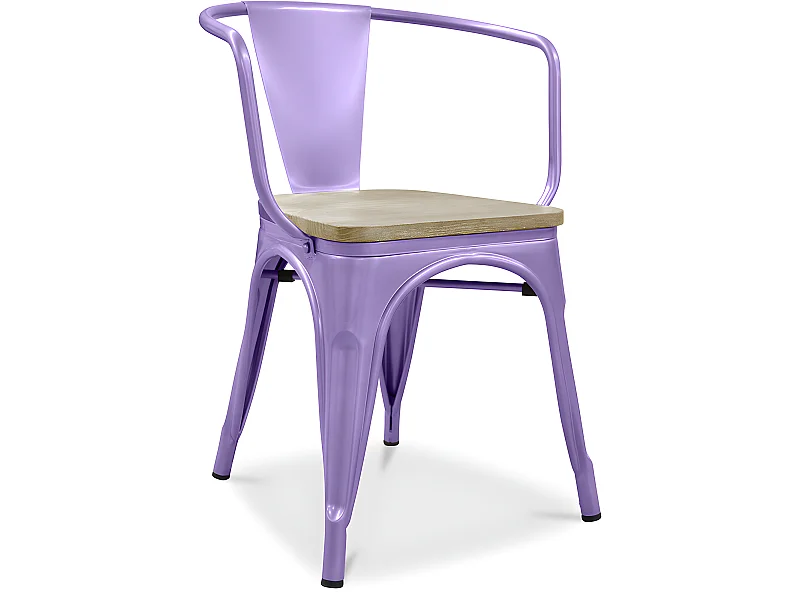 Chaise de salle à manger avec accoudoirs - Bois et acier - Stylix Violet pastel