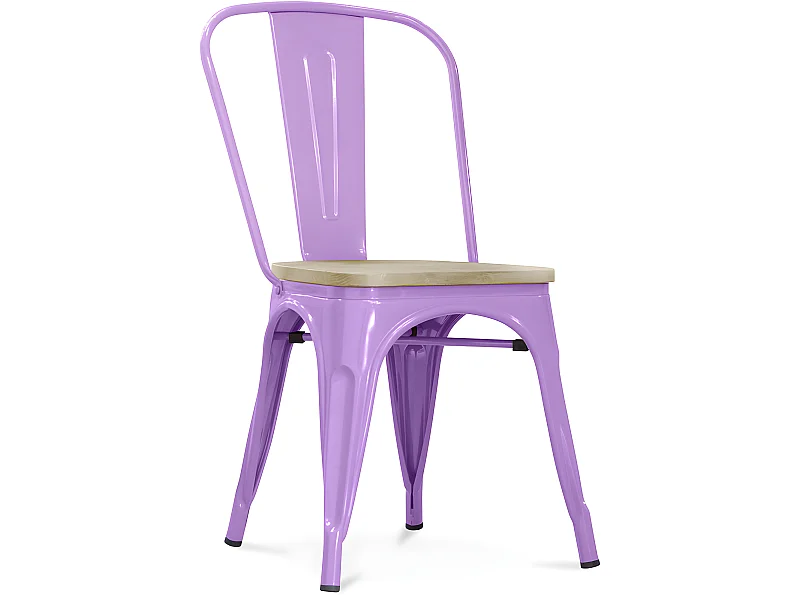 Chaise de salle à manger - Design industriel - Bois et acier - Stylix Violet Clair