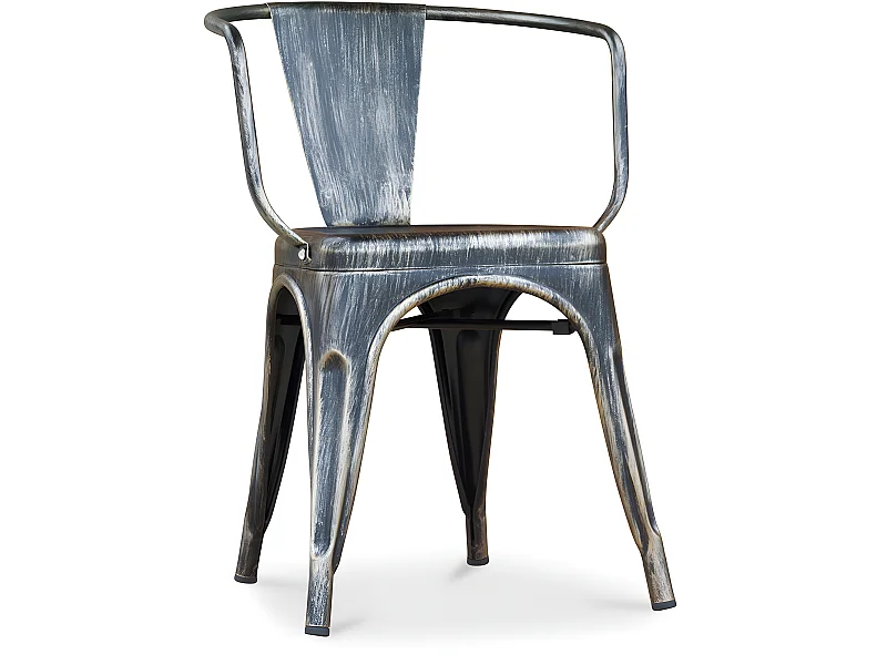 Chaise de salle à manger avec accoudoirs - Design industriel - Acier - Nouvelle édition - Stylix Bronze métallisé