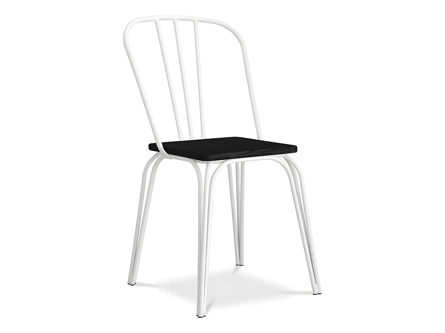 Chaise de salle à manger - Style industriel - Bois et métal - Lillor Blanc