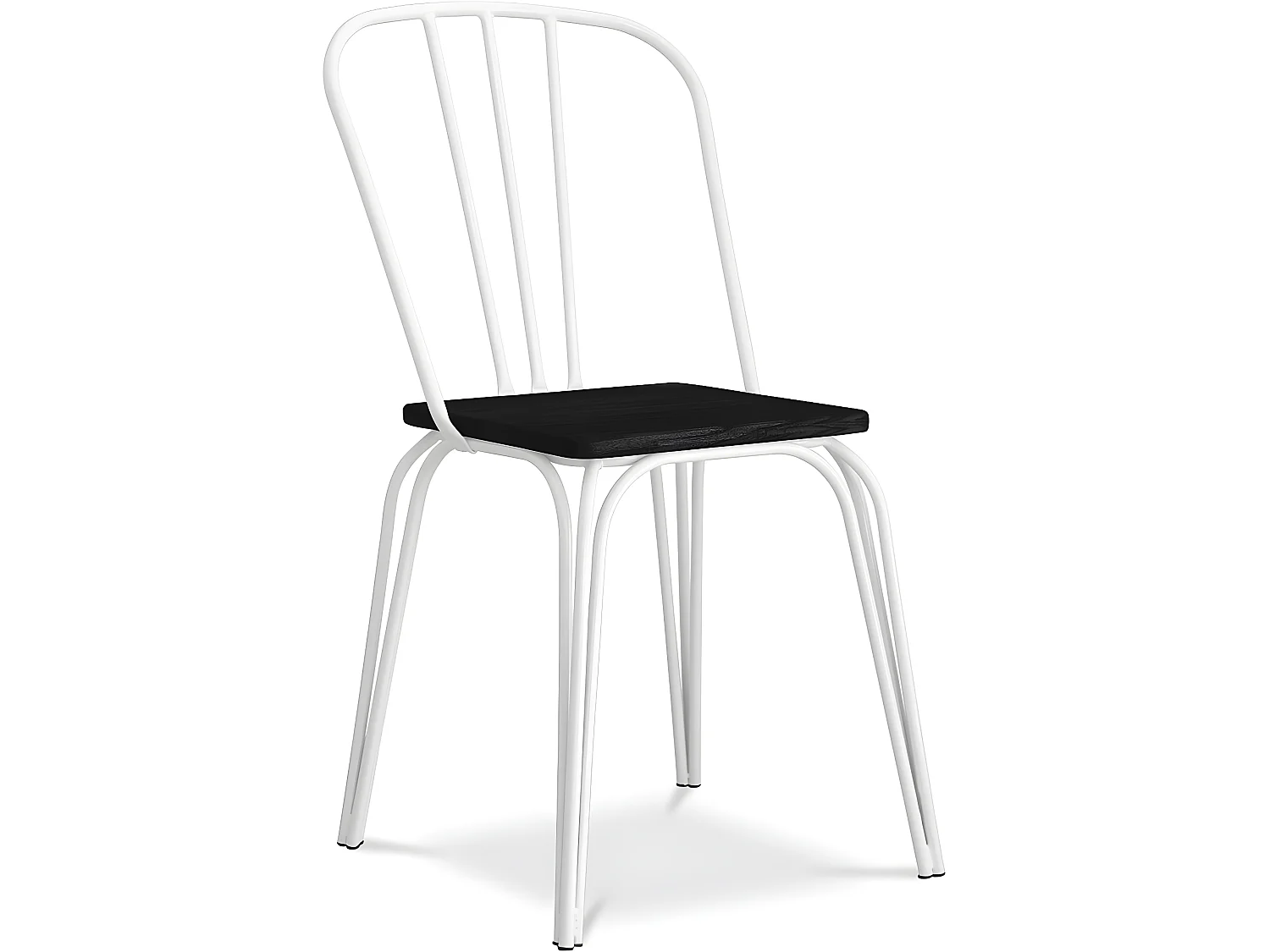 Chaise de salle à manger - Style industriel - Bois et métal - Lillor Blanc