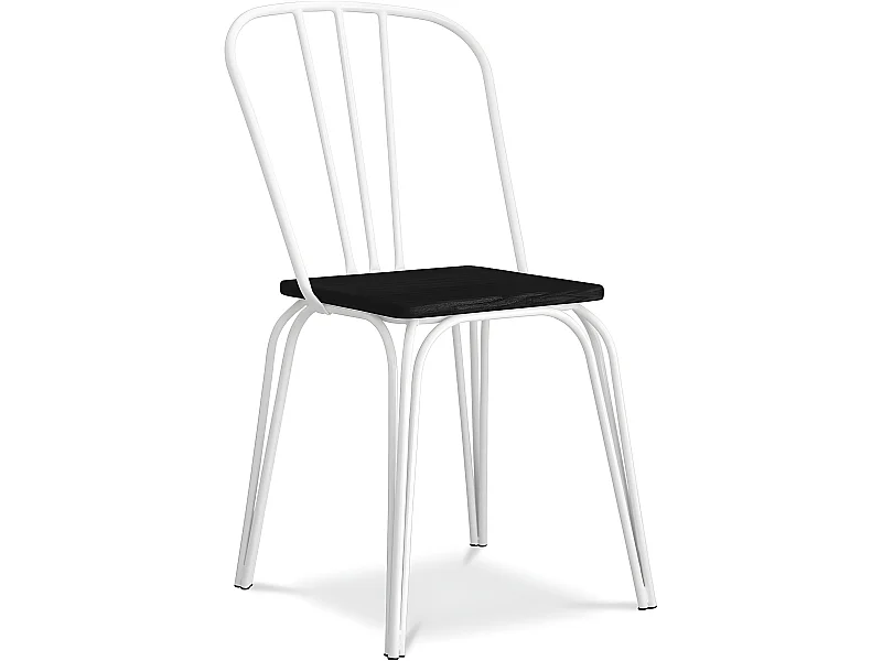 Chaise de salle à manger - Style industriel - Bois et métal - Lillor Blanc
