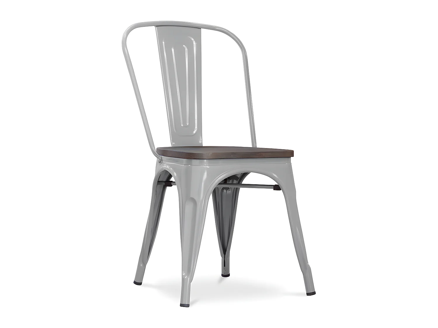 Chaise de salle à manger - Design industriel - Bois et acier - Nouvelle édition - Stylix Gris clair