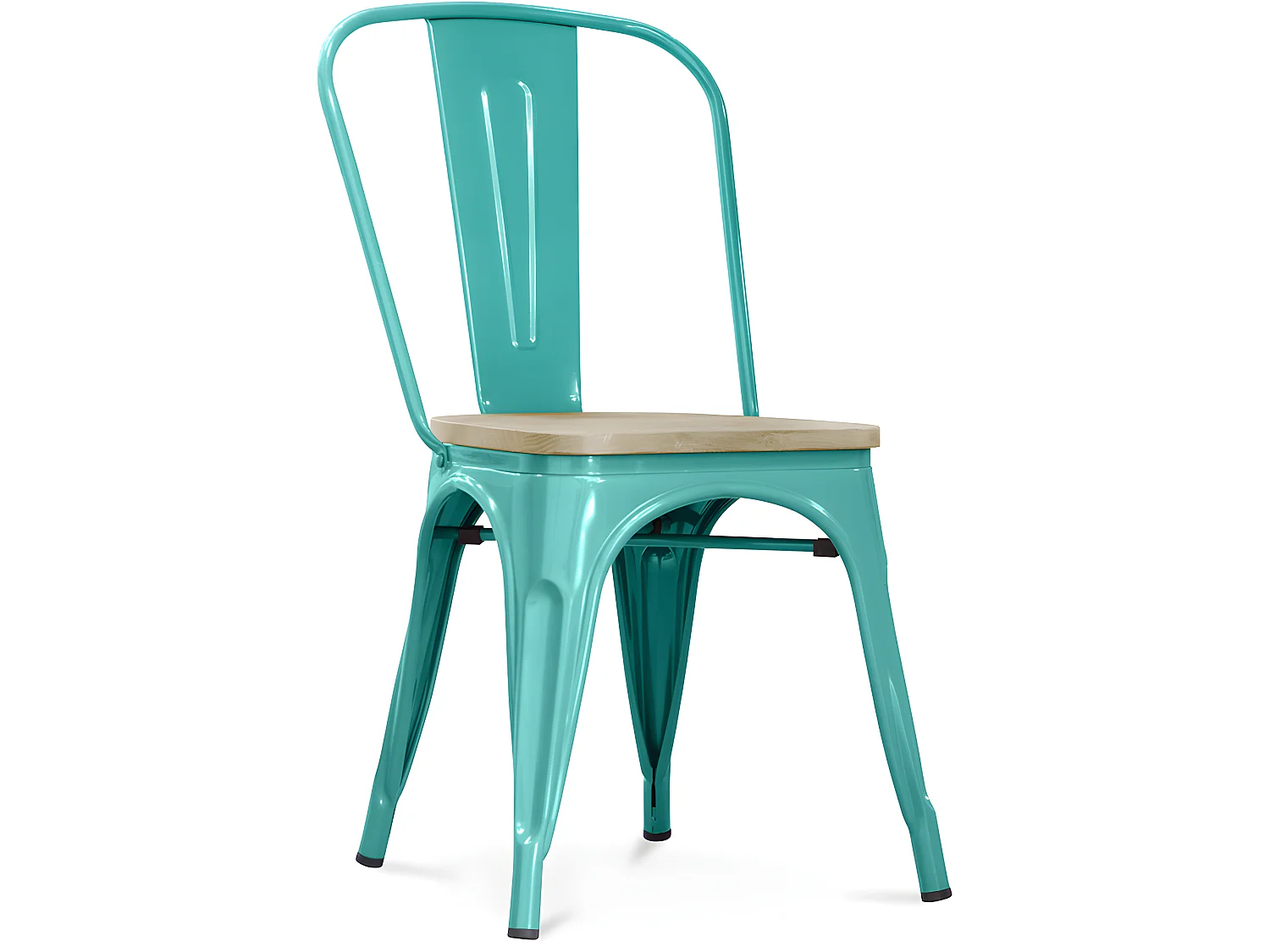 Chaise de salle à manger - Design industriel - Acier et bois - Nouvelle édition - Stylix Vert pastel