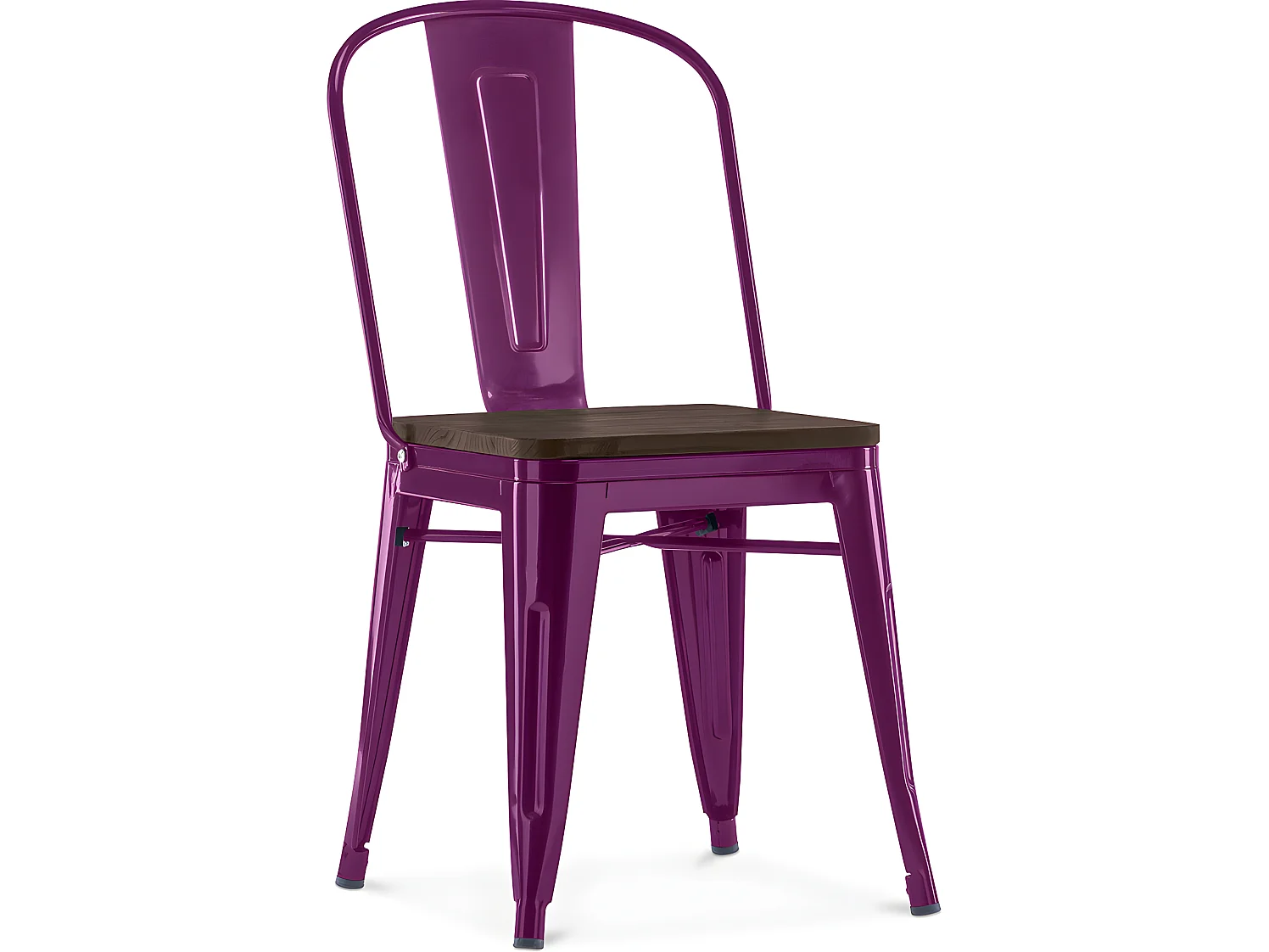 Chaise de salle à manger - Design Industriel - Bois et Acier - Stylix Violet