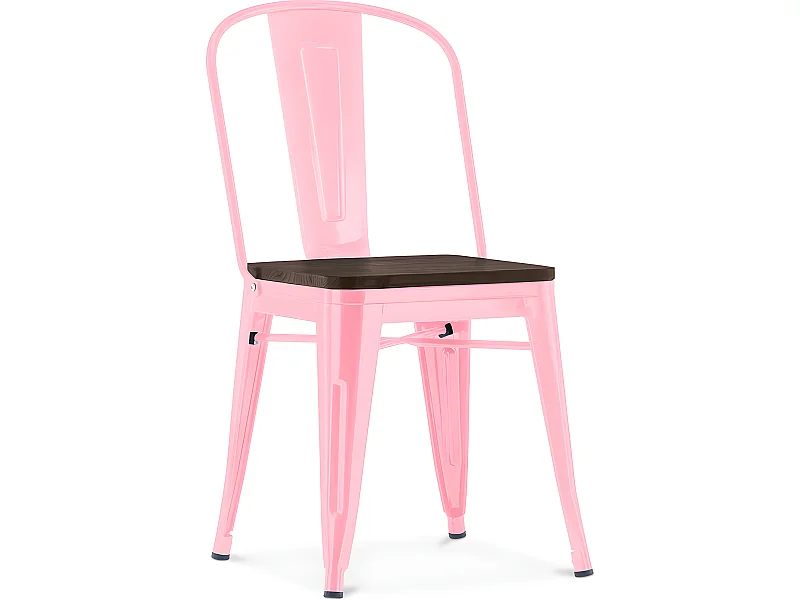 Chaise de salle à manger - Design Industriel - Bois et Acier - Stylix Rose