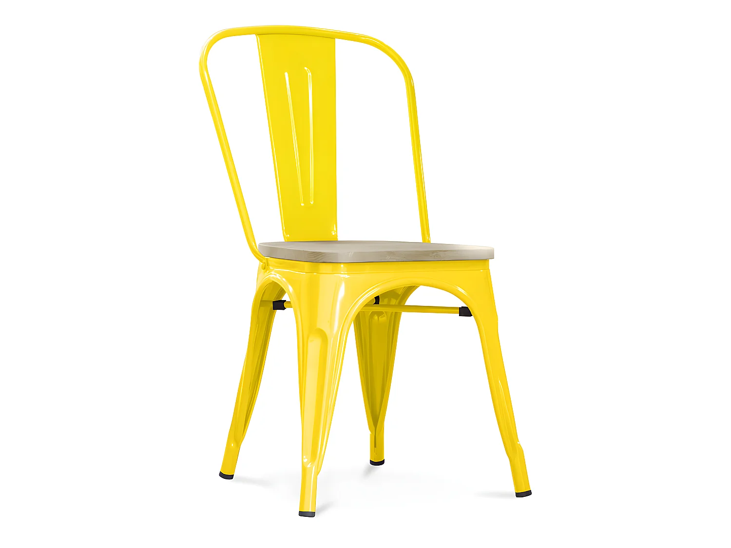 Chaise de salle à manger - Design industriel - Acier et bois - Nouvelle édition - Stylix Jaune