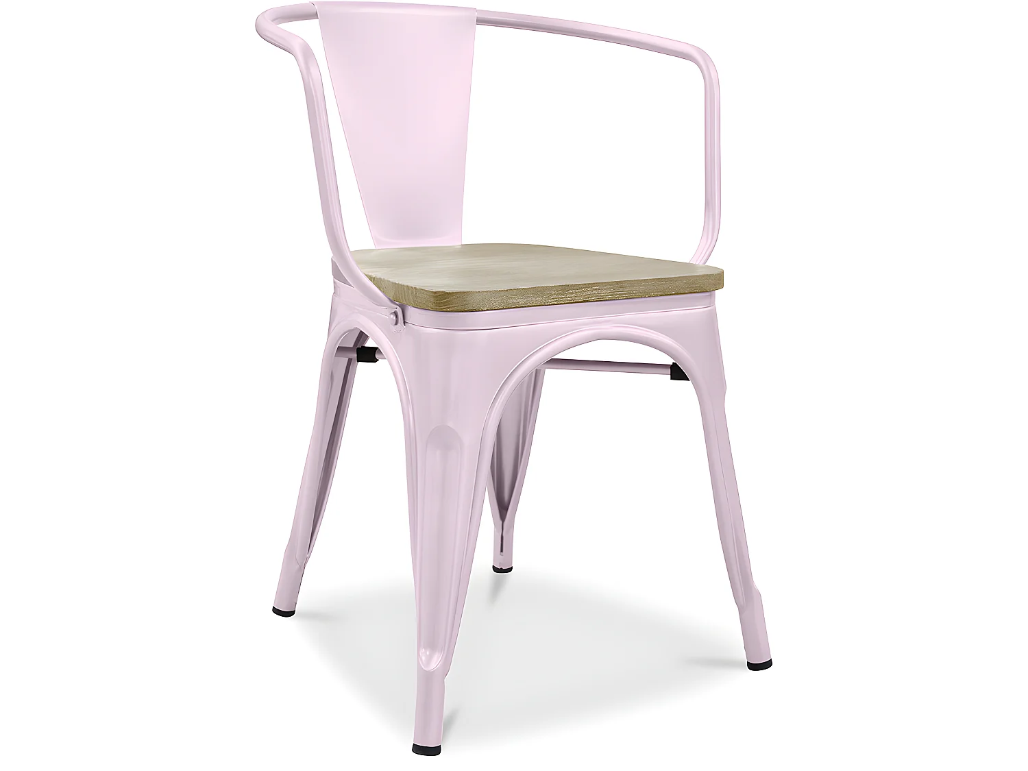 Chaise de salle à manger avec accoudoirs - Bois et acier - Stylix Rose pâle