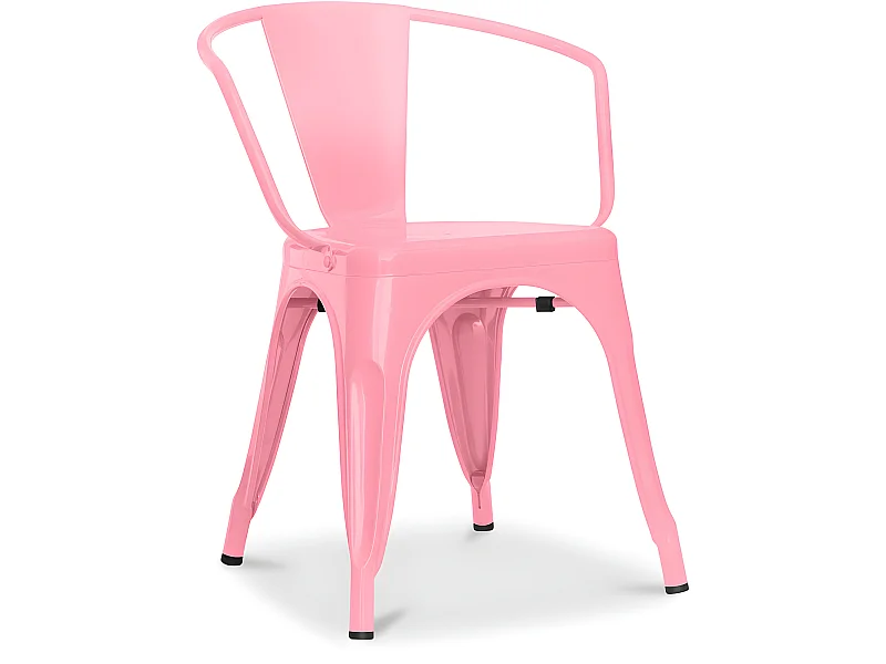 Chaise de salle à manger avec accoudoirs - Design industriel - Acier - Nouvelle édition - Stylix Rose