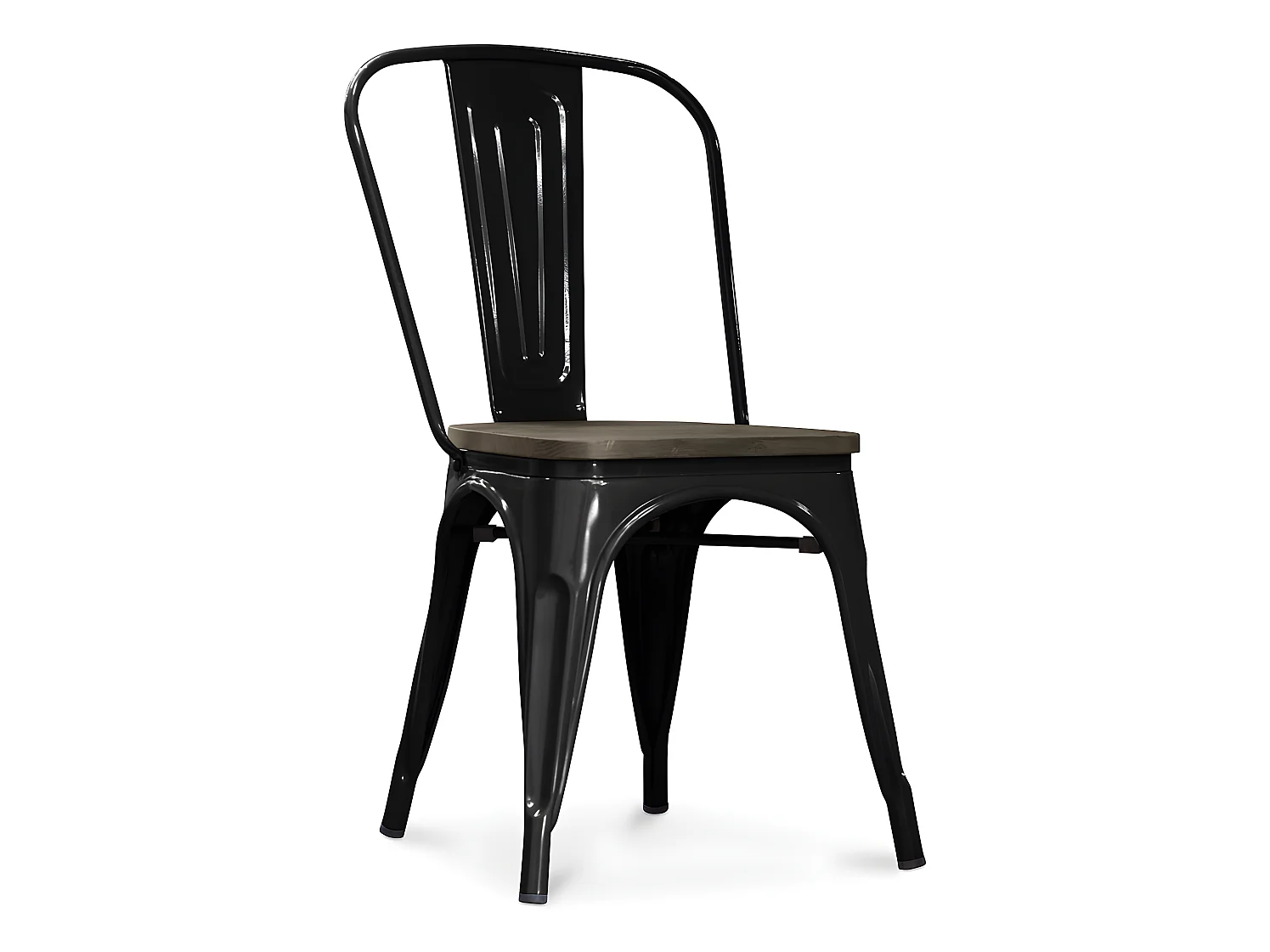 Chaise de salle à manger - Design industriel - Acier et bois - Nouvelle édition - Stylix Noir