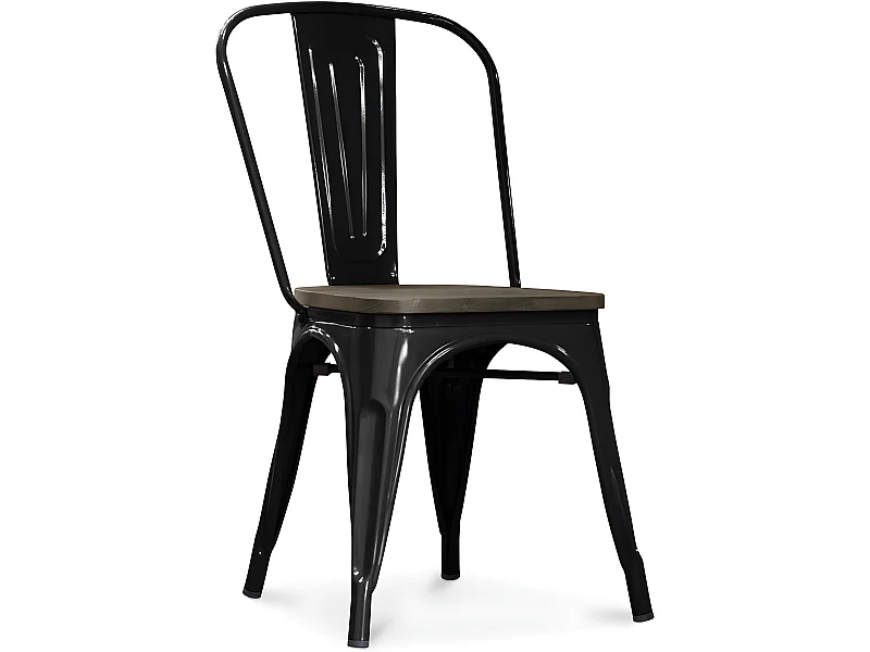 Sedia da pranzo - Design industriale - Acciaio e legno - Nuova edizione - Stylix