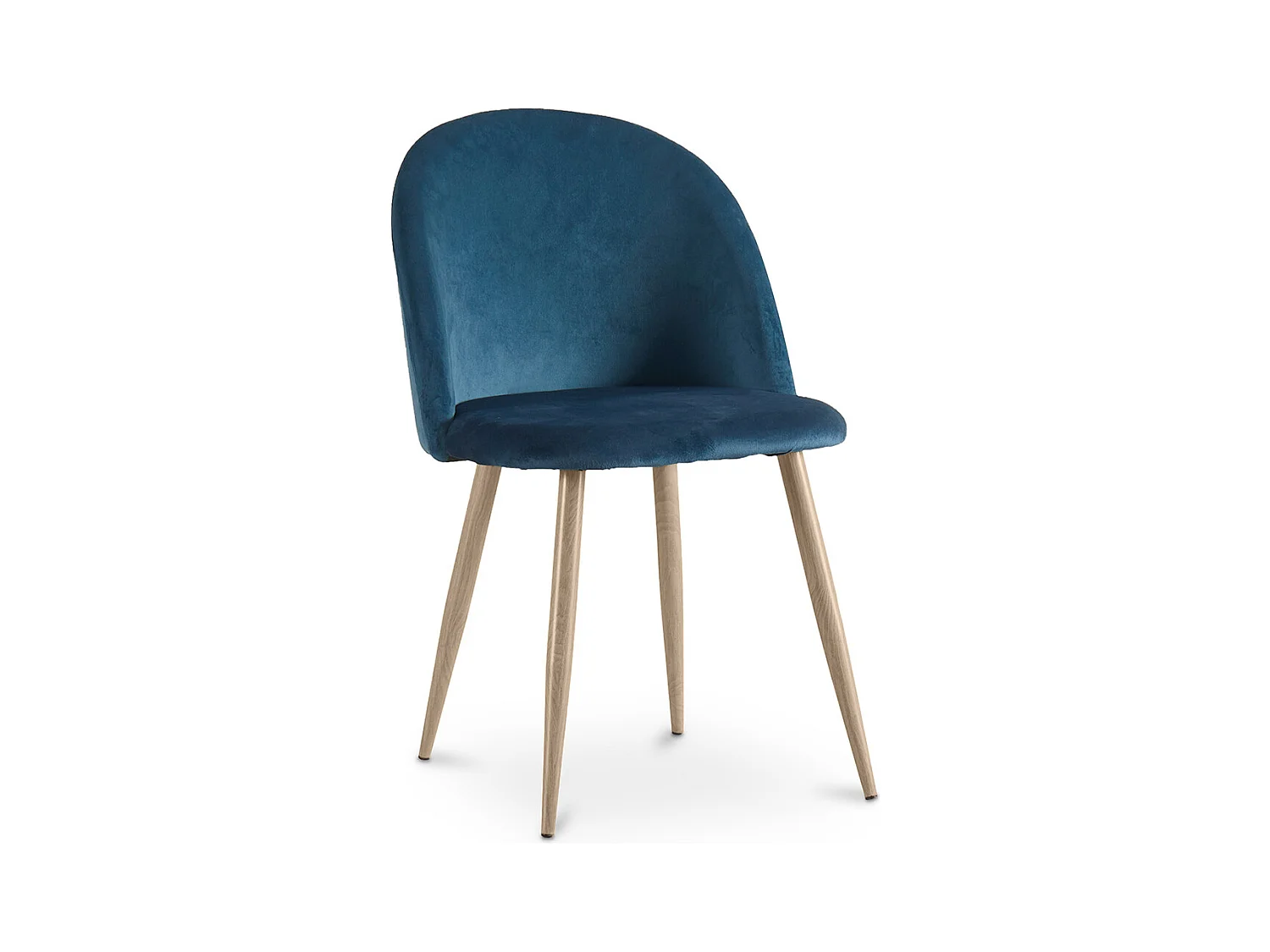 Chaise de salle à manger - Tapissée de velours - Style scandinave - Evelyne Bleu foncé